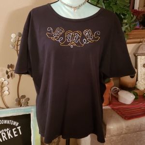Quail Hallow Dark Blue Embellished Top Size XL